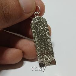 Silver-plated Egyptian cartouche pendant with ancient hieroglyphic design