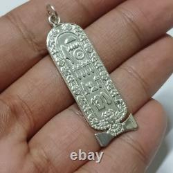Silver-plated Egyptian cartouche pendant with ancient hieroglyphic design