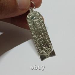 Silver-plated Egyptian cartouche pendant with ancient hieroglyphic design