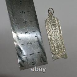 Silver-plated Egyptian cartouche pendant with ancient hieroglyphic design
