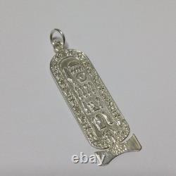 Silver-plated Egyptian cartouche pendant with ancient hieroglyphic design