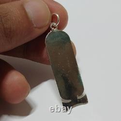 Silver-plated Egyptian cartouche pendant with ancient hieroglyphic design