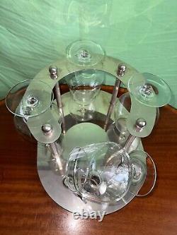 Silver plated brandy warmer-stand for four classes and decanter, very Rare. SILEA