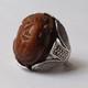Silver-plated vintage ring with carved brown stone, unique handmade jewelry