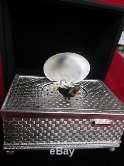 Singvogeldose silver plated (singing bird box)1950/60 original Etui. Video