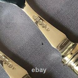 Six Pastry Knives & Forks, Mother Of Pearl Handles, Silver Plate Blades, Cased