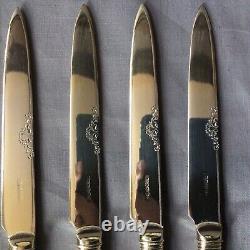 Six Pastry Knives & Forks, Mother Of Pearl Handles, Silver Plate Blades, Cased