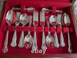 Slack and Barlow 44 Piece Cutlery Set. Silver Plated Kings Pattern. Boxed