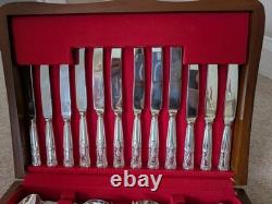 Slack and Barlow 44 Piece Cutlery Set. Silver Plated Kings Pattern. Boxed
