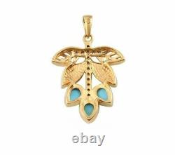 Sleeping Beauty Turquoise & White Zircon Gold Plated 925 Silver Pendant 1.43 cts