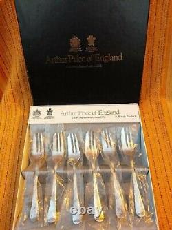 Smart unused ARTHUR PRICE Old English cake forks silver plate original box/wrap