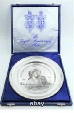 Solid Sterling Silver The Royal Anniversary Plate John Pinches London Queen