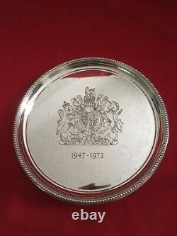 Solid silver Salver commemorating the Royal Silver Wedding 1972