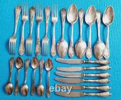 Soviet Fork, Knife, Spoon Melchior cutlery set for wedding party. USSR 24 pcs