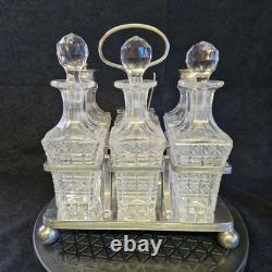 Spectacular Antique Silver Plate and Crystal Cruet Set John Sherwood and Sons