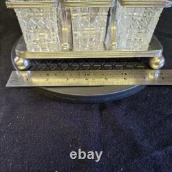 Spectacular Antique Silver Plate and Crystal Cruet Set John Sherwood and Sons