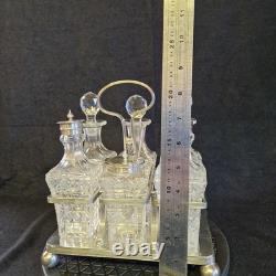 Spectacular Antique Silver Plate and Crystal Cruet Set John Sherwood and Sons