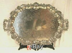 Spectacular Large Rococo English Silver Plated Serving Tray. Exceptional Cond