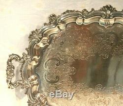 Spectacular Large Rococo English Silver Plated Serving Tray. Exceptional Cond