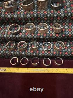 Spoon Ring Lot Of 18-Silver Plated & Stainless Steel Art Deco/Nouveau & More