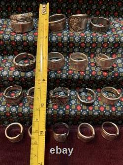 Spoon Ring Lot Of 18-Silver Plated & Stainless Steel Art Deco/Nouveau & More