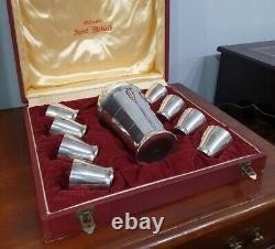 St Medard Rare Boxed French Art Deco Cocktail Set Shaker 8 Cups c1930