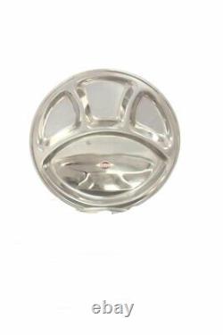 Stainless Steel Round Plate Thali with 4 Compartment Mess plate Lunch plate 6 PC