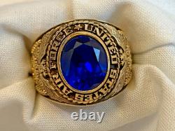 Sterling Silver Heavy Gold Plate US Air Force Ring 23.16g Jewelry Size 10 READ