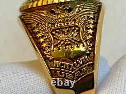 Sterling Silver Heavy Gold Plate US Air Force Ring 23.16g Jewelry Size 10 READ