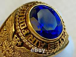Sterling Silver Heavy Gold Plate US Air Force Ring 23.16g Jewelry Size 10 READ