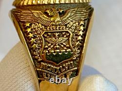 Sterling Silver Heavy Gold Plate US Air Force Ring 23.16g Jewelry Size 10 READ