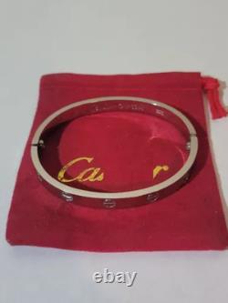 Sterling Silver LOVE Bracelet White Gold Color 6.1MM, Full Set With Original Box