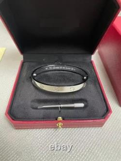 Sterling Silver LOVE Bracelet White Gold Color 6.1MM, Full Set With Original Box