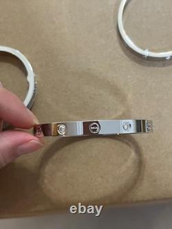 Sterling Silver LOVE Bracelet White Gold Color 6.1MM, Full Set With Original Box