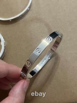 Sterling Silver LOVE Bracelet White Gold Color 6.1MM, Full Set With Original Box