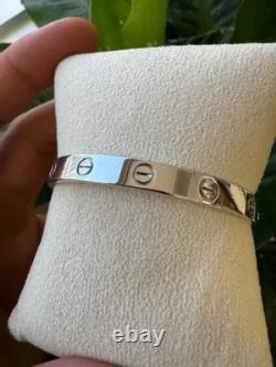 Sterling Silver LOVE Bracelet White Gold Color 6.1MM, Full Set With Original Box