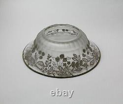 Sterling Silver Overlay Glass Bowl and Plate Set Vintage Grape Vine Pattern