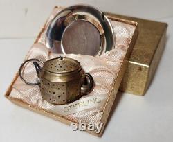 Sterling Tea Ball (Tea Pot Form) with Silver underplate in original box J-18