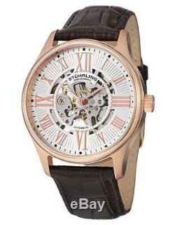 Stuhrling Original 747 04 Atrium Automatic Skeleton Leather Strap Mens Watch