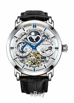 Stuhrling Original Mens Automatic-Self-Wind Luxury Dress Skeleton Dual Time G