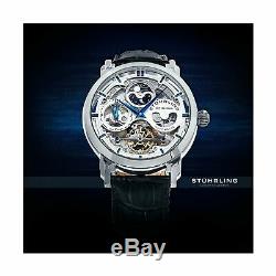 Stuhrling Original Mens Automatic-Self-Wind Luxury Dress Skeleton Dual Time G