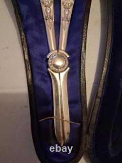 Stunning Antique Silver Plated Grape Shears in Original Box hallmarked silver