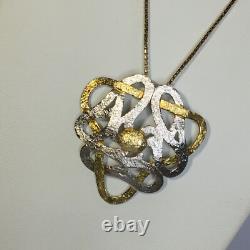 Stunning'Celtic Knot' Two-Colour Gold Plated Hammered Effect 925 Silver Pendant