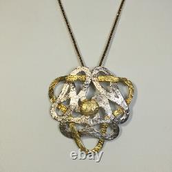 Stunning'Celtic Knot' Two-Colour Gold Plated Hammered Effect 925 Silver Pendant