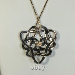 Stunning'Celtic Knot' Two-Colour Gold Plated Hammered Effect 925 Silver Pendant