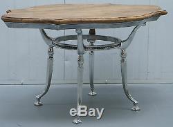 Stunning Chrome Silver Plated Coffee Table With Natural Stripped Oak Top Lovely