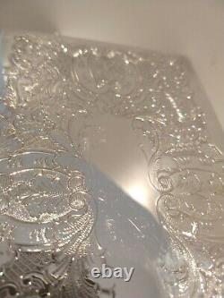 Stunning English Engraved Chased Silver Plate Box in original box unused Fab