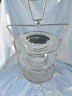 Stunning Original English 1920s 3 Tier Silver Plate Cake Stand Excellent Quality