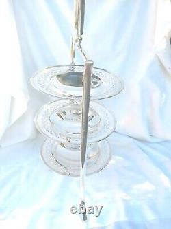 Stunning Original English 1920s 3 Tier Silver Plate Cake Stand Excellent Quality