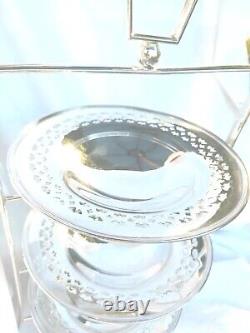 Stunning Original English 1920s 3 Tier Silver Plate Cake Stand Excellent Quality